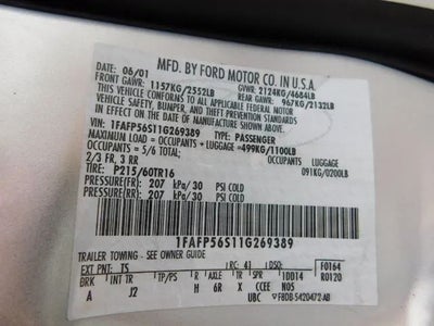 2001 Ford Taurus SEL Sedan 4D