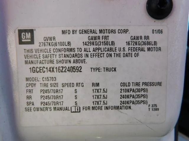 2006 Chevrolet Silverado 1500 Regular Cab Work Truck Pickup 2D 6 1/2 ft