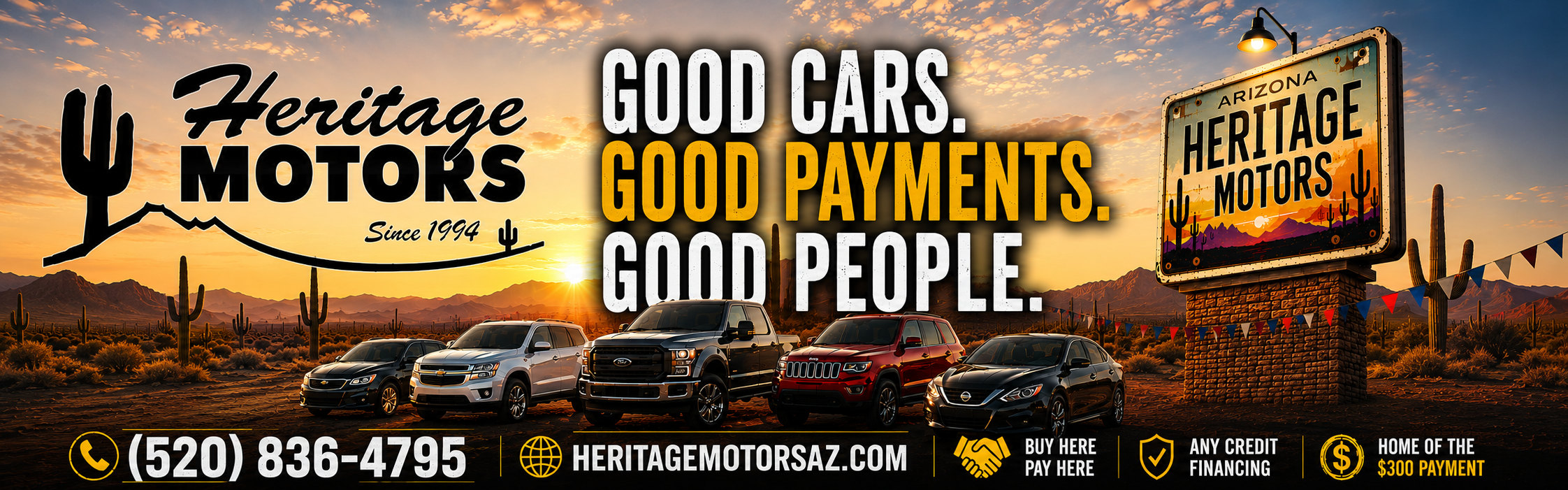 Good Cars. Good Payments. Good People at Heritage Motors in Casa Grande AZ
